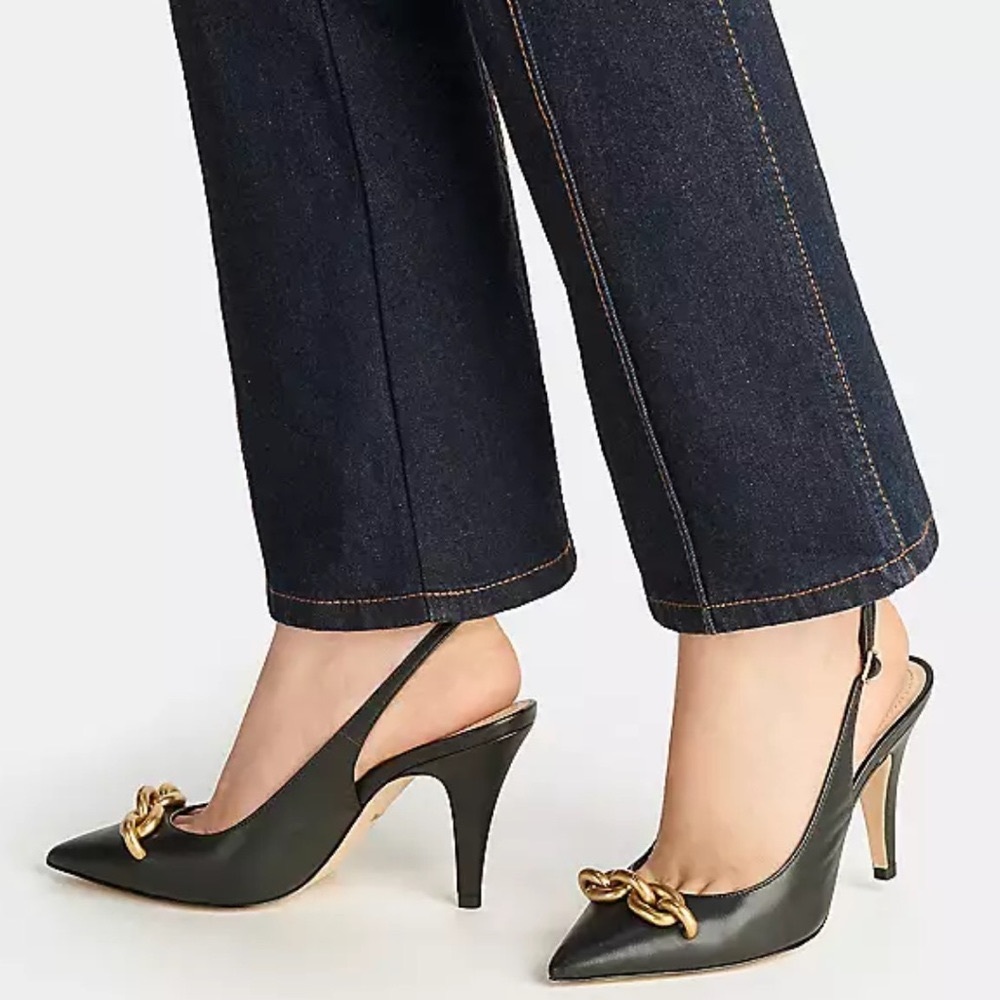 Coach Sadie Leather Slingback Pump Color Black/Gold Women’s Size 6
